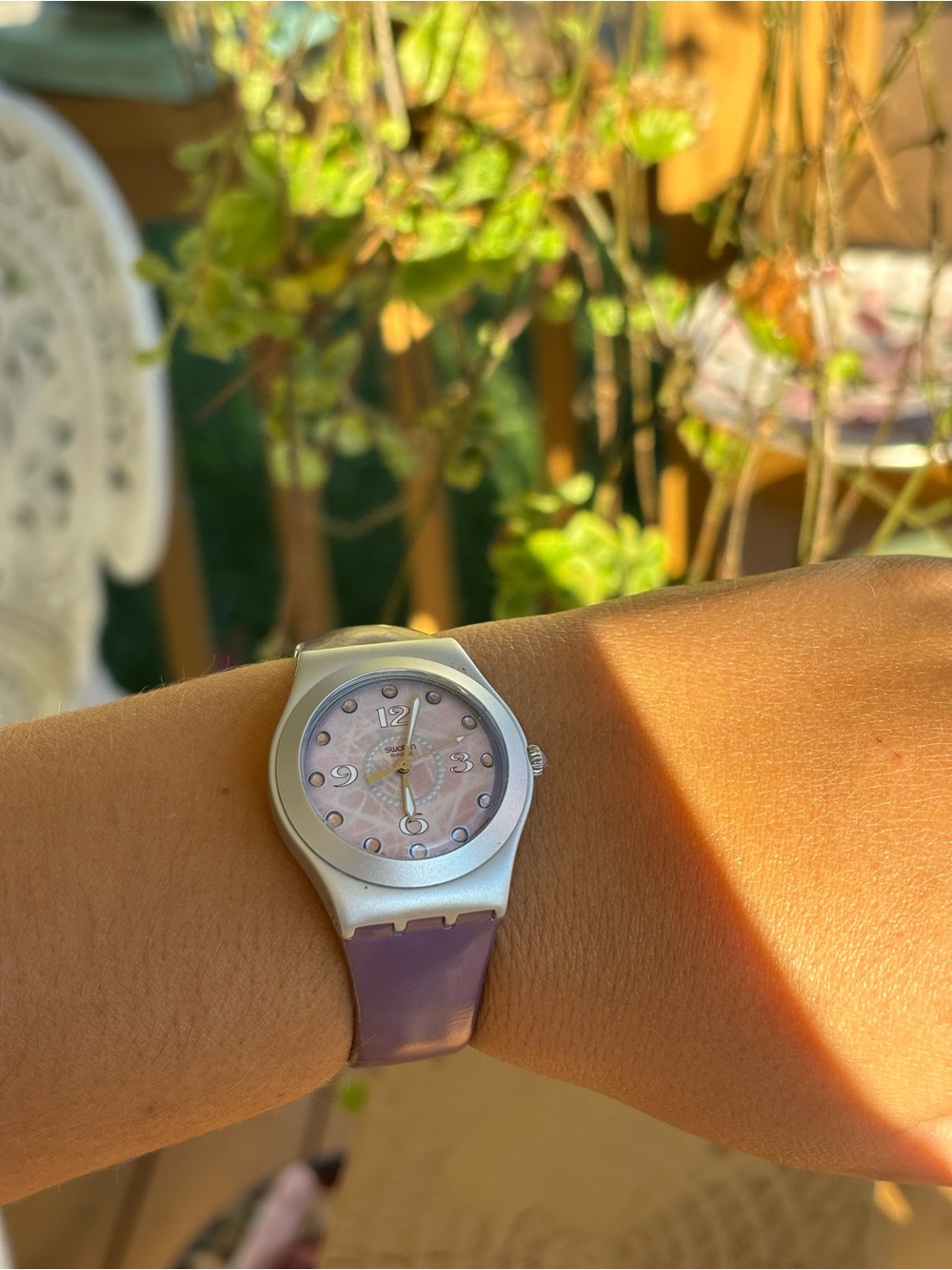 Vintage 2002 y2k purple Swatch Irony Lady Aluminum Watch